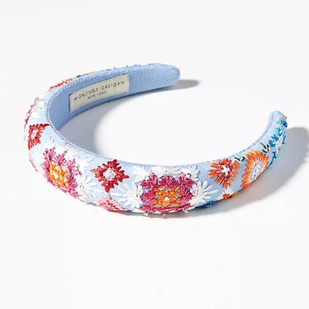 Anthropologie x Mignonne Gavigan Blue Floral Beaded Headband